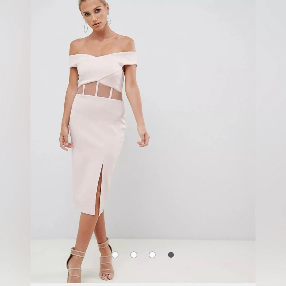 ASOS Bodycon Pink Midi Dress Size 2 - Picture 1 of 7